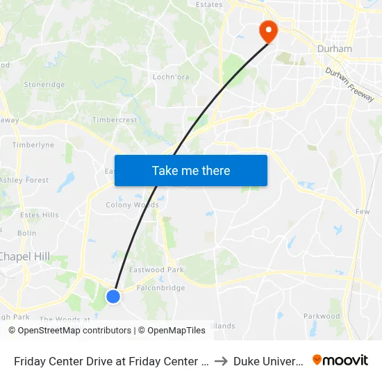 Friday Center Drive at Friday Center Drive to Duke University map