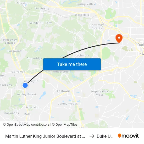 Martin Luther King Junior Boulevard at Stateside Drive Northbound to Duke University map