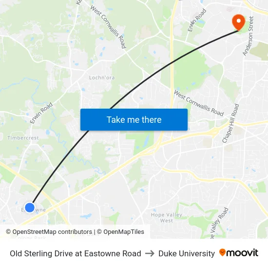 Old Sterling Drive at Eastowne Road to Duke University map