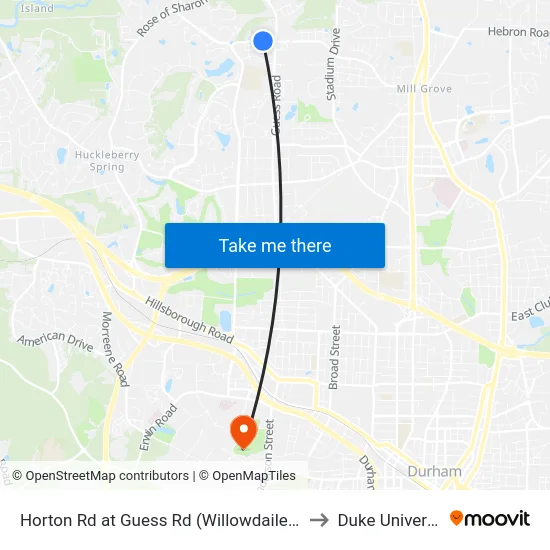 Horton Rd at Guess Rd (Willowdaile Apart to Duke University map