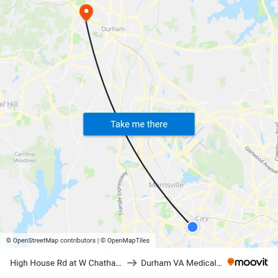 High House Rd at W Chatham St (Eb) to Durham VA Medical Center map
