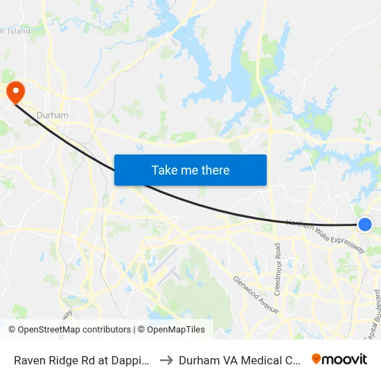 Raven Ridge Rd at Dapping Dr to Durham VA Medical Center map