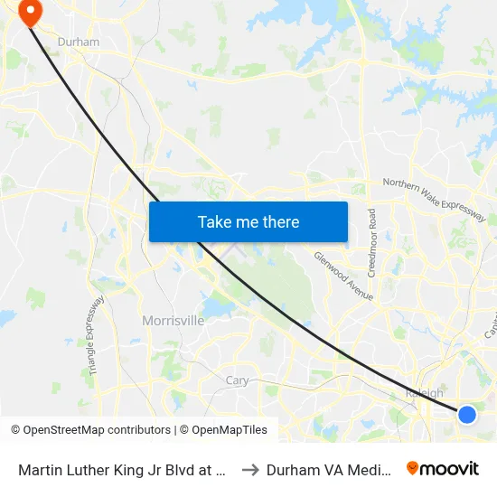 Martin Luther King Jr Blvd at Peyton St (Wb) to Durham VA Medical Center map