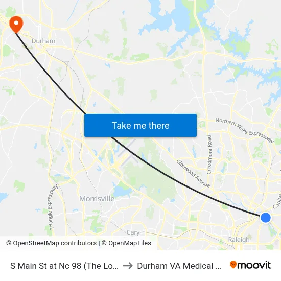 S Main St at Nc 98 (The Lodge) B to Durham VA Medical Center map