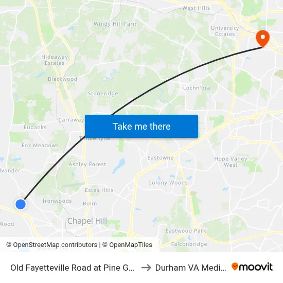 Old Fayetteville Road at Pine Grove Northbound to Durham VA Medical Center map