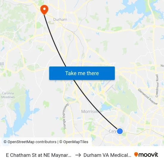 E Chatham St at NE Maynard Rd (Wb) to Durham VA Medical Center map