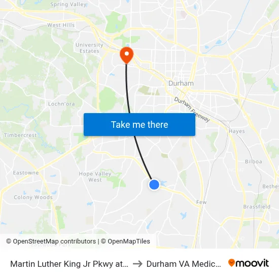 Martin Luther King Jr Pkwy at Lakeside G to Durham VA Medical Center map