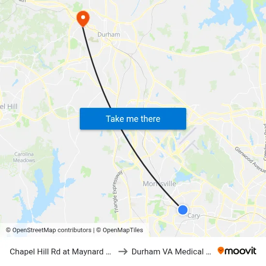 Chapel Hill Rd at Maynard Rd (Wb) to Durham VA Medical Center map