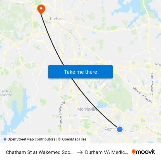 Chatham St at Wakemed Soccer Park (Eb) to Durham VA Medical Center map