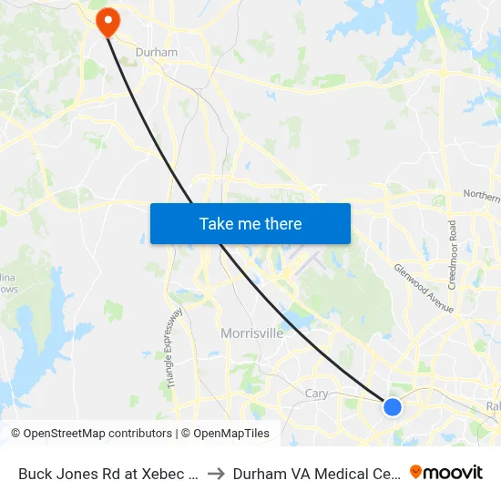 Buck Jones Rd at Xebec Way to Durham VA Medical Center map