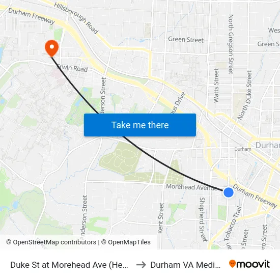 Duke St at Morehead Ave (Henderson Tower to Durham VA Medical Center map