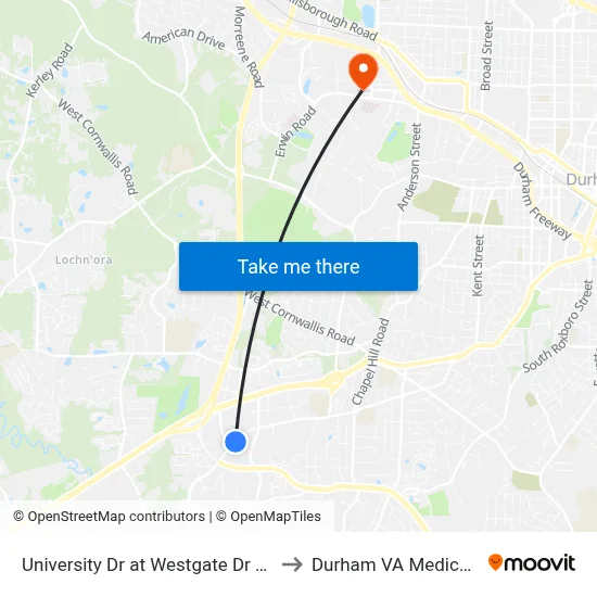 University Dr at Westgate Dr (Parkway Pl to Durham VA Medical Center map