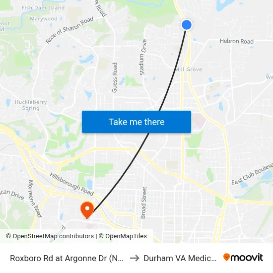Roxboro Rd at Argonne Dr (Northern High to Durham VA Medical Center map