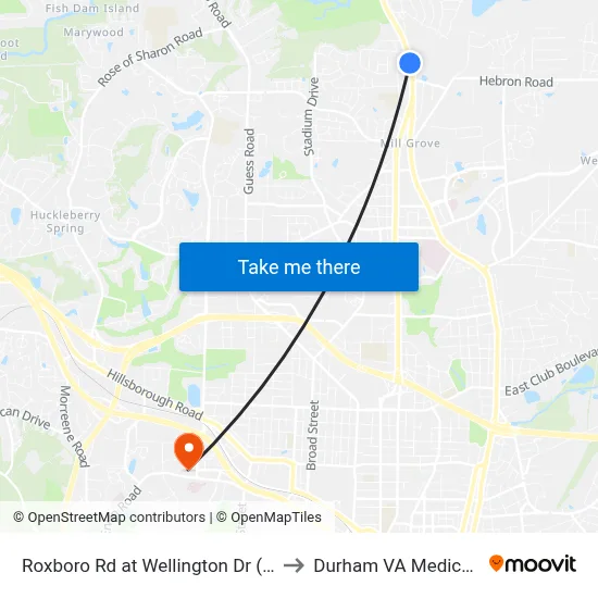 Roxboro Rd at Wellington Dr (Northern Hi to Durham VA Medical Center map