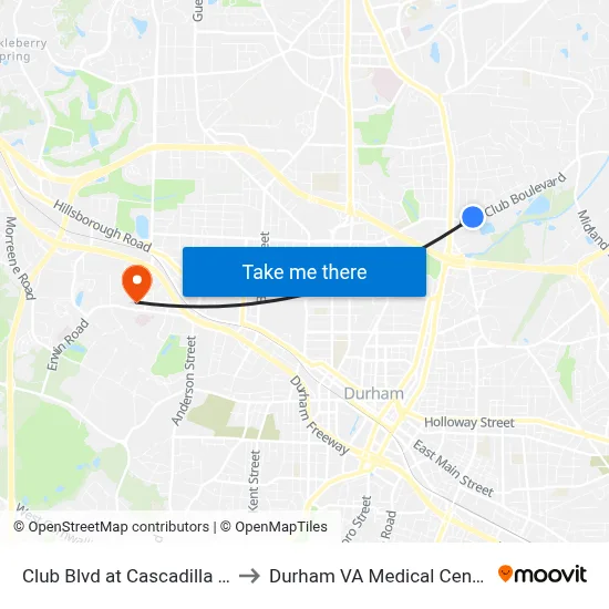 Club Blvd at Cascadilla St to Durham VA Medical Center map