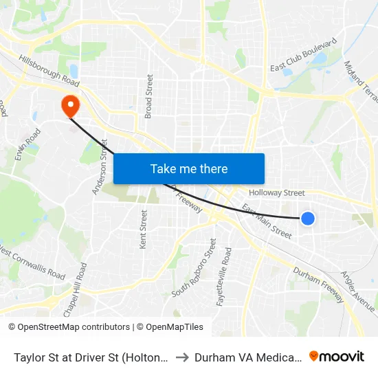 Taylor St at Driver St (Holton Career Ce to Durham VA Medical Center map