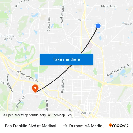 Ben Franklin Blvd at Medical Park Dr (Vo to Durham VA Medical Center map
