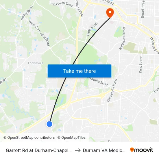 Garrett Rd at Durham-Chapel Hill Blvd (G to Durham VA Medical Center map