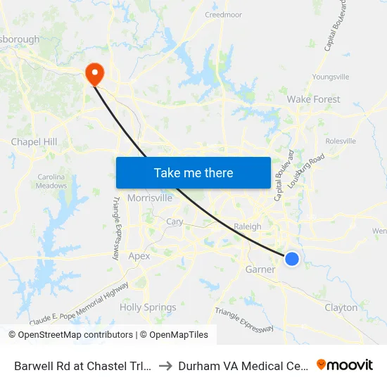 Barwell Rd at Chastel Trl (Ib) to Durham VA Medical Center map
