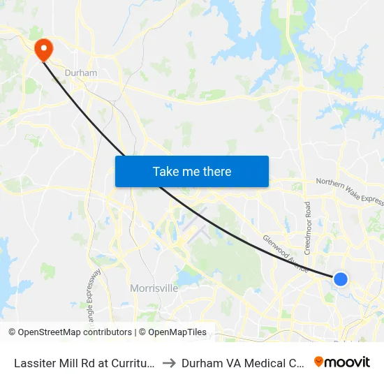 Lassiter Mill Rd at Currituck Dr to Durham VA Medical Center map