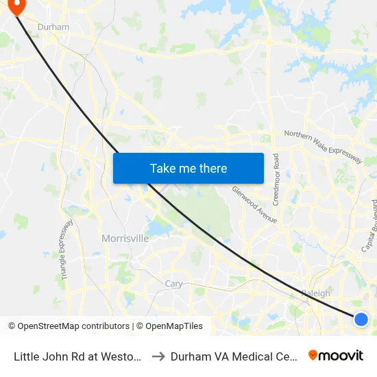 Little John Rd at Weston St to Durham VA Medical Center map