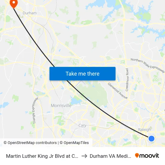 Martin Luther King Jr Blvd at Coleman St (Wb) to Durham VA Medical Center map
