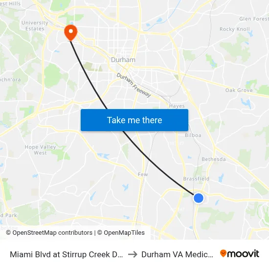 Miami Blvd at Stirrup Creek Dr (Pbm Grap to Durham VA Medical Center map