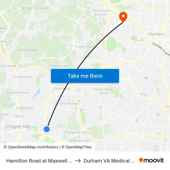 Hamilton Road at Maxwell Road 2 to Durham VA Medical Center map