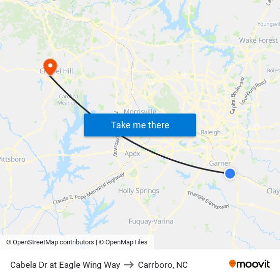 Cabela Dr at Eagle Wing Way to Carrboro, NC map