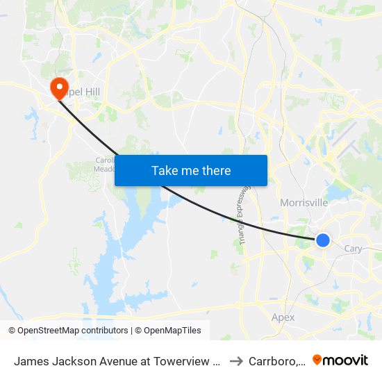 James Jackson Avenue at Towerview Court Ob to Carrboro, NC map