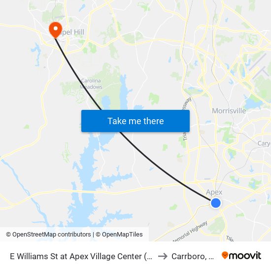 E Williams St at Apex Village Center (Sb) to Carrboro, NC map