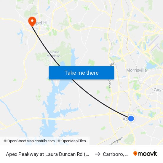 Apex Peakway at Laura Duncan Rd (Wb) to Carrboro, NC map