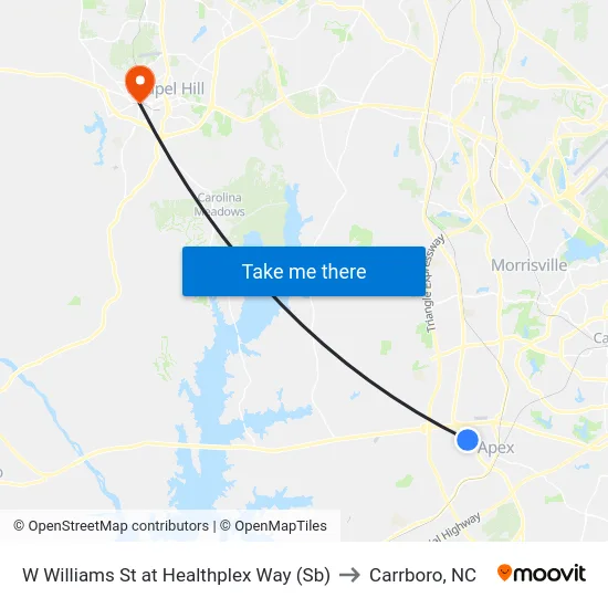 W Williams St at Healthplex Way (Sb) to Carrboro, NC map