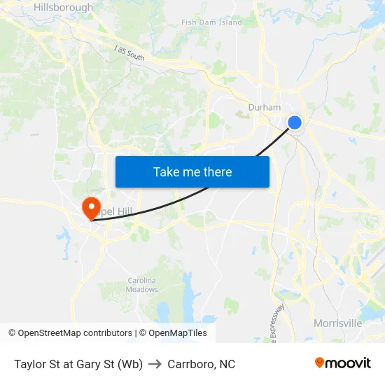 Taylor St at Gary St (Wb) to Carrboro, NC map