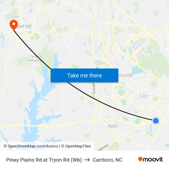 Piney Plains Rd at Tryon Rd (Wb) to Carrboro, NC map
