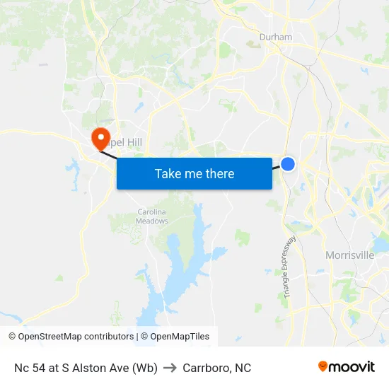 Nc 54 at S Alston Ave (Wb) to Carrboro, NC map