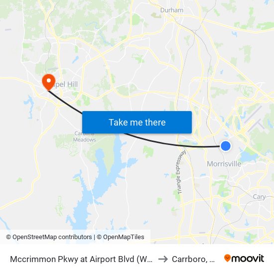 Mccrimmon Pkwy at Airport Blvd (Wb) to Carrboro, NC map