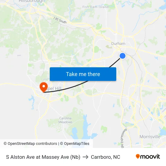 S Alston Ave at Massey Ave (Nb) to Carrboro, NC map