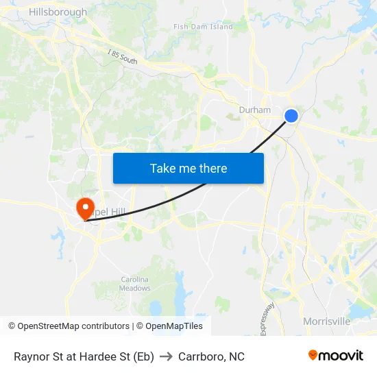 Raynor St at Hardee St (Eb) to Carrboro, NC map