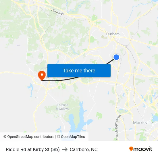 Riddle Rd at Kirby St (Sb) to Carrboro, NC map