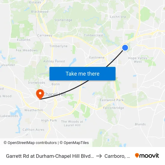 Garrett Rd at Durham-Chapel Hill Blvd (N to Carrboro, NC map