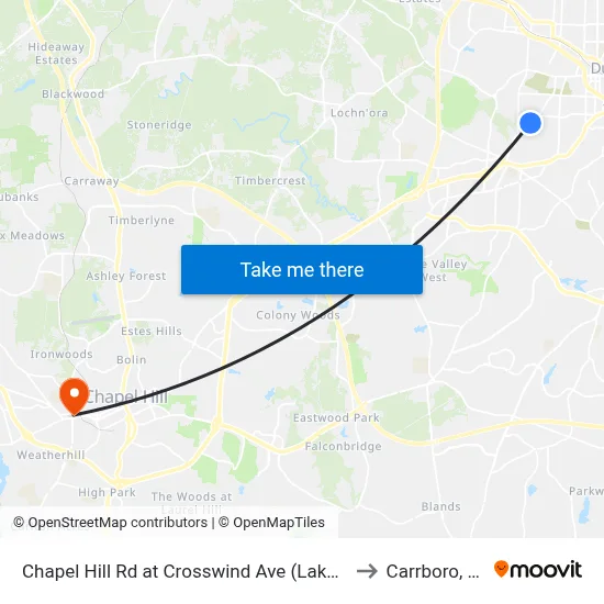 Chapel Hill Rd at Crosswind Ave (Lakewoo to Carrboro, NC map