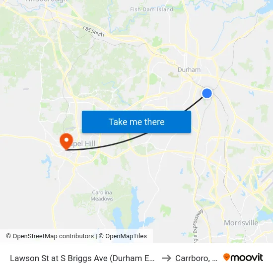 Lawson St at S Briggs Ave (Durham Exchan to Carrboro, NC map