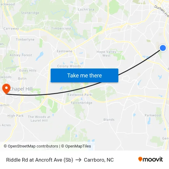 Riddle Rd at Ancroft Ave (Sb) to Carrboro, NC map