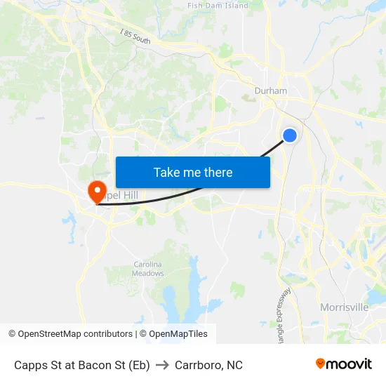 Capps St at Bacon St (Eb) to Carrboro, NC map