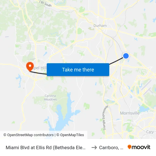 Miami Blvd at Ellis Rd (Bethesda Element to Carrboro, NC map
