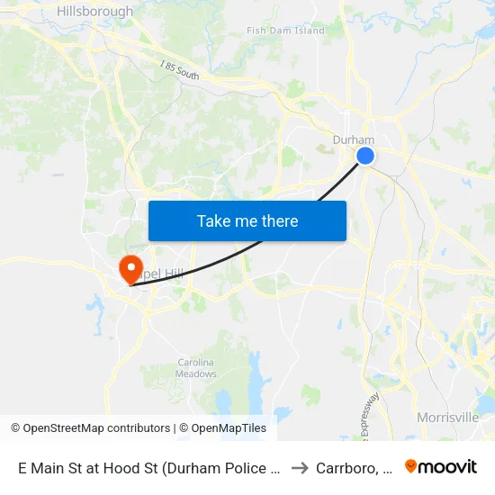 E Main St at Hood St (Durham Police Dept to Carrboro, NC map