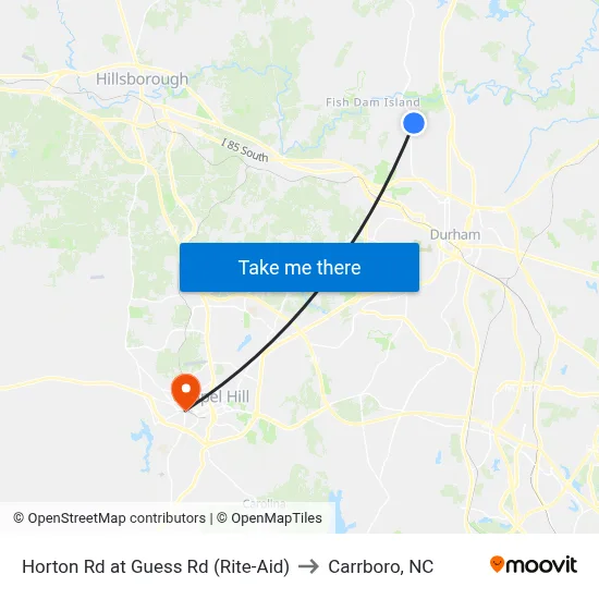 Horton Rd at Guess Rd (Rite-Aid) to Carrboro, NC map