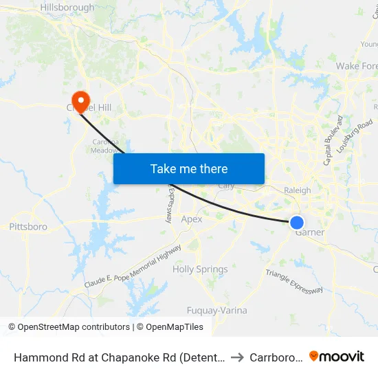 Hammond Rd at Chapanoke Rd (Detention Center) to Carrboro, NC map