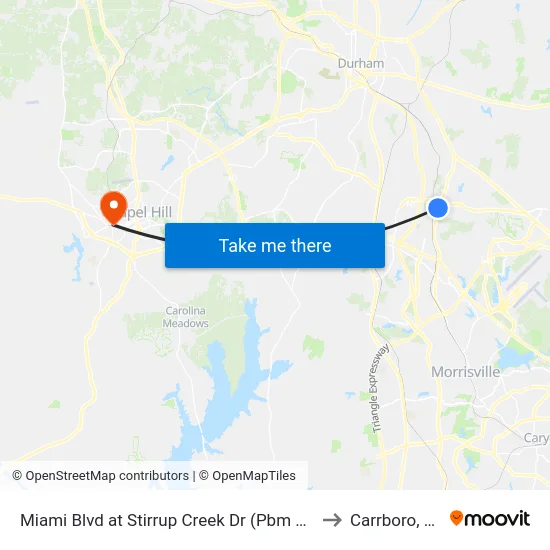 Miami Blvd at Stirrup Creek Dr (Pbm Grap to Carrboro, NC map